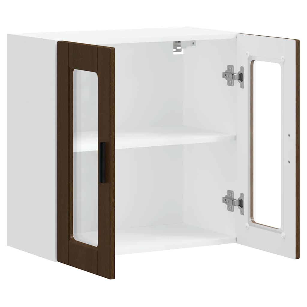 vidaXL Kitchen Wall Cabinet with Glass Door "Porto" Brown Oak