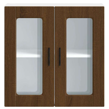 vidaXL Kitchen Wall Cabinet with Glass Door Porto Brown Oak