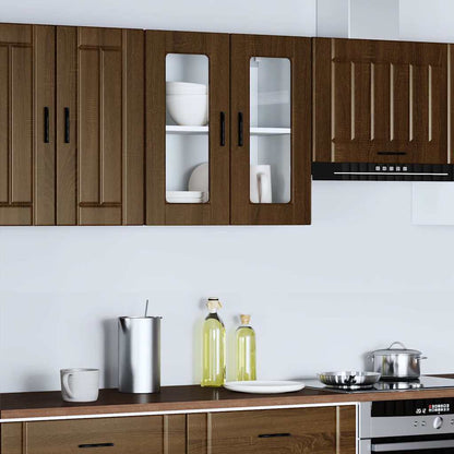 vidaXL Kitchen Wall Cabinet with Glass Door Porto Brown Oak