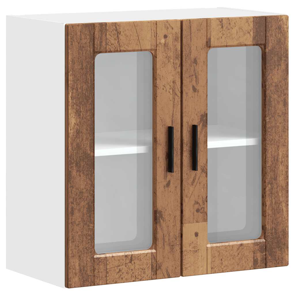 vidaXL Kitchen Wall Cabinet with Glass Door Porto Old Wood