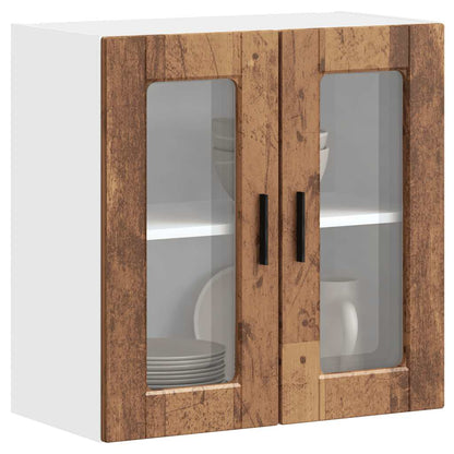 vidaXL Kitchen Wall Cabinet with Glass Door Porto Old Wood