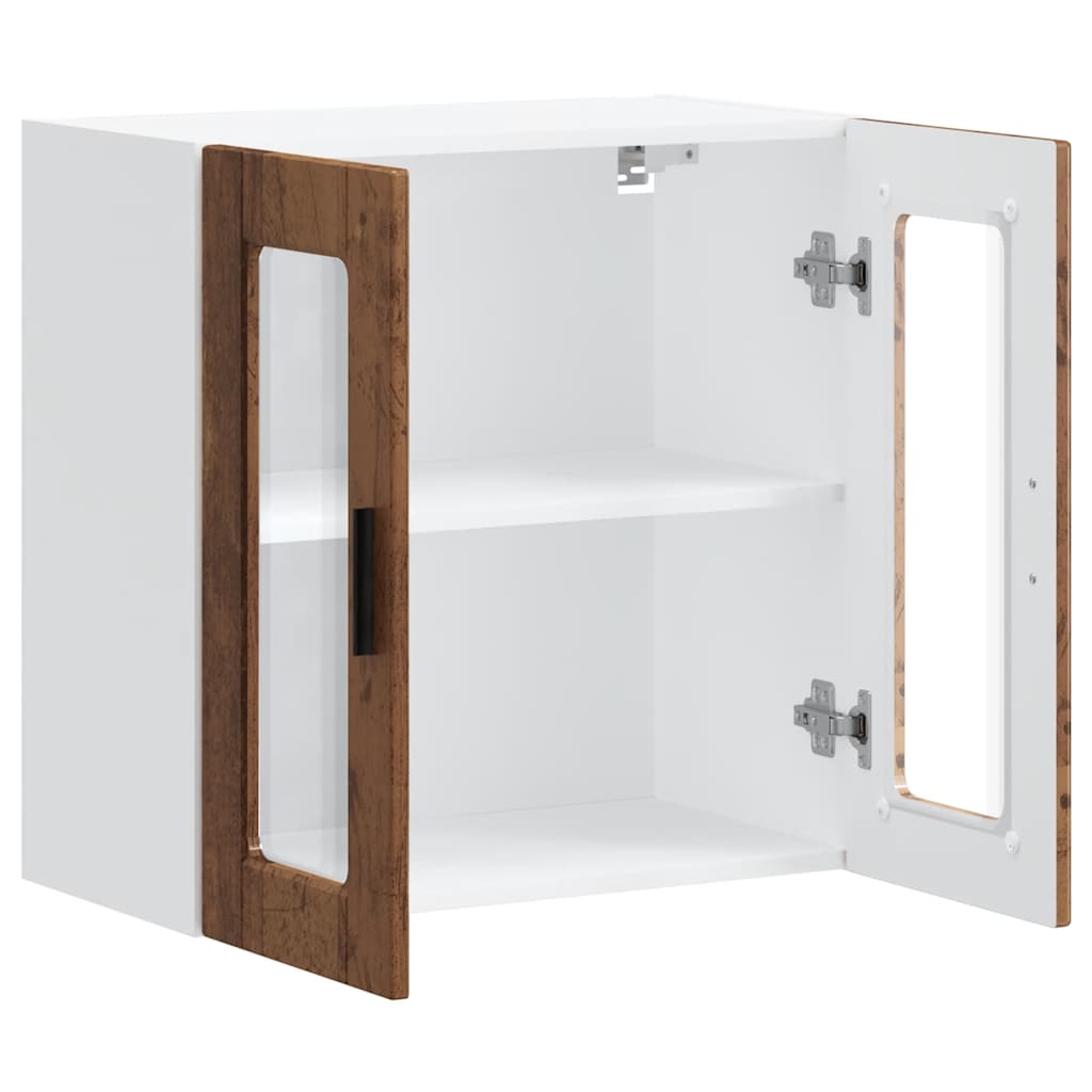 vidaXL Kitchen Wall Cabinet with Glass Door "Porto" Old Wood
