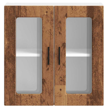vidaXL Kitchen Wall Cabinet with Glass Door "Porto" Old Wood