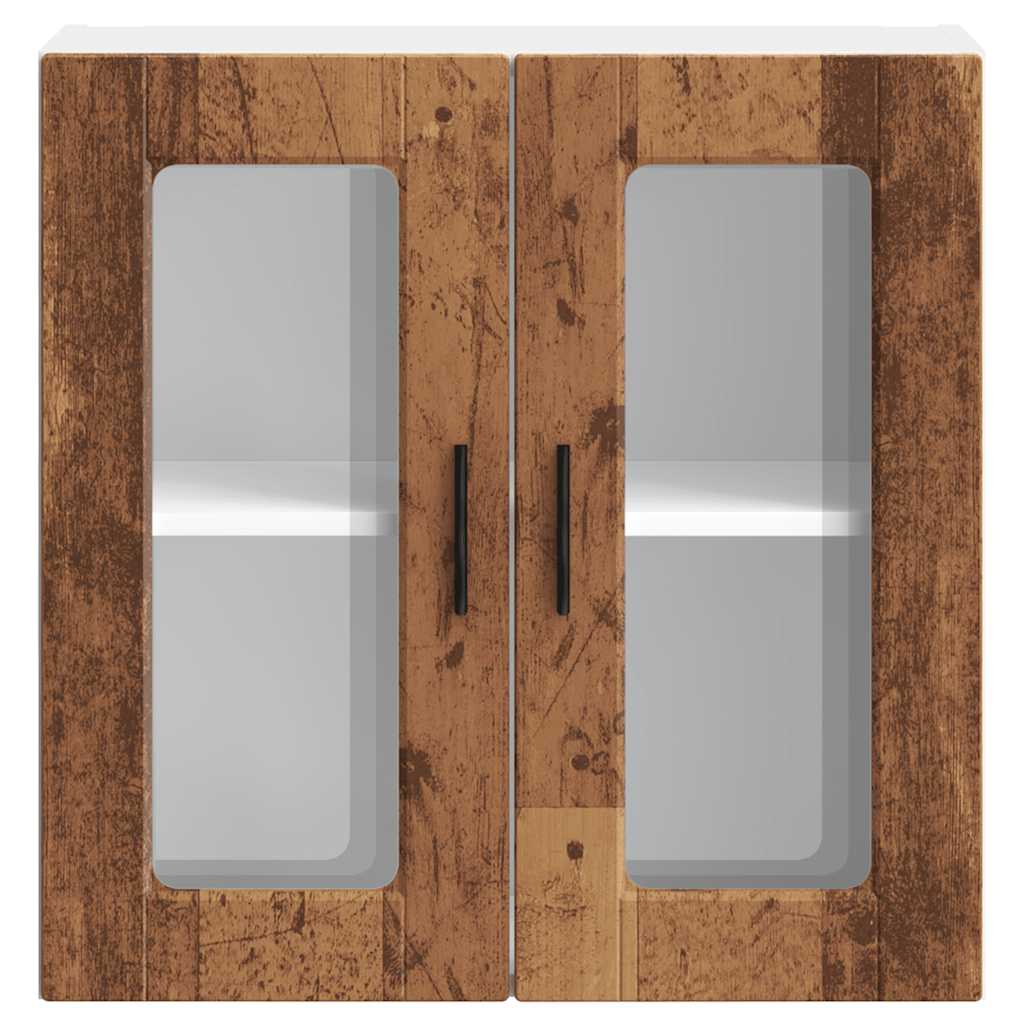 vidaXL Kitchen Wall Cabinet with Glass Door Porto Old Wood