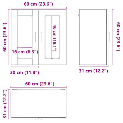 vidaXL Kitchen Wall Cabinet with Glass Door "Porto" Old Wood