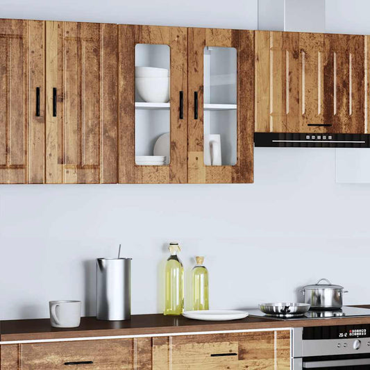 vidaXL Kitchen Wall Cabinet with Glass Door "Porto" Old Wood