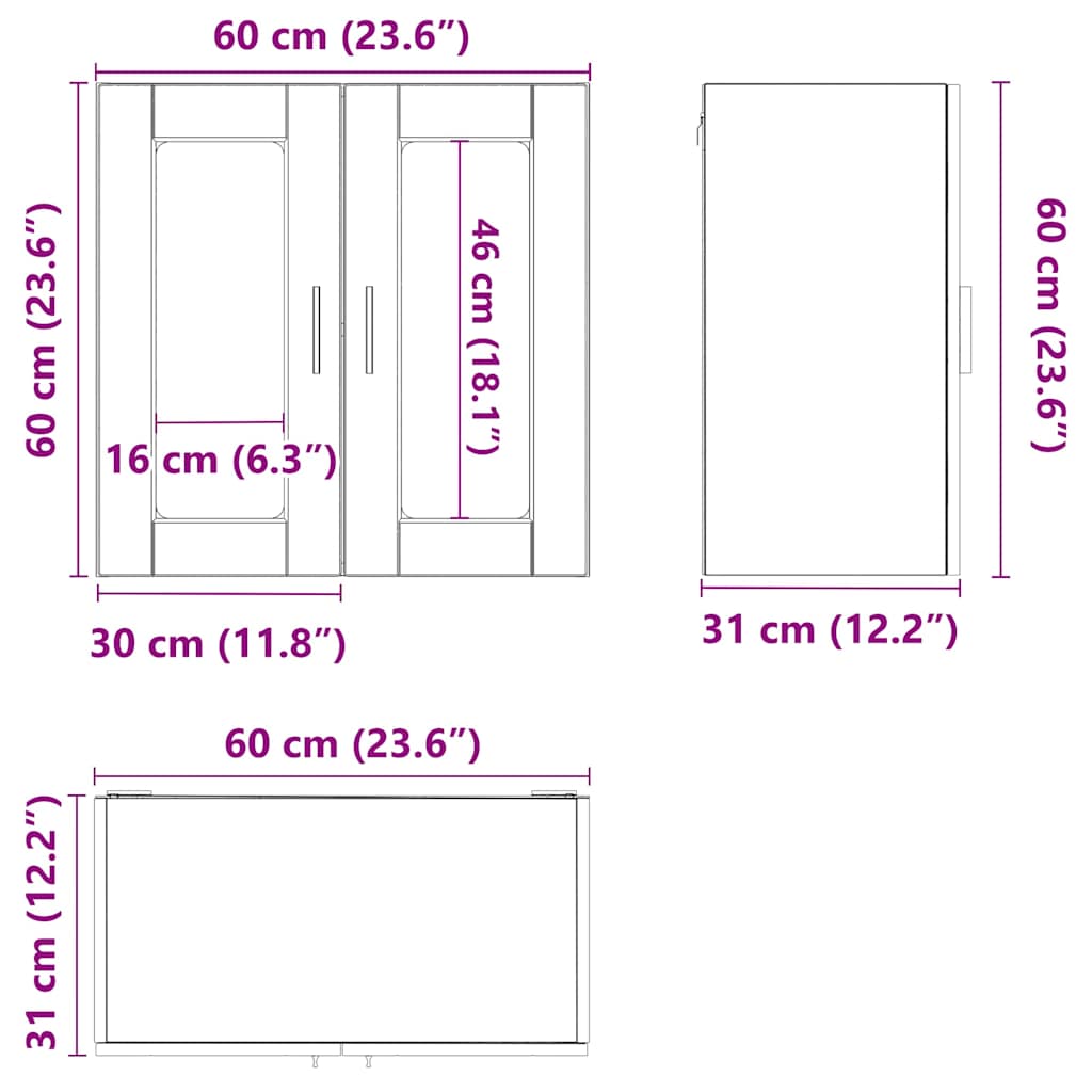 vidaXL Kitchen Wall Cabinet with Glass Door Porto Artisan Oak