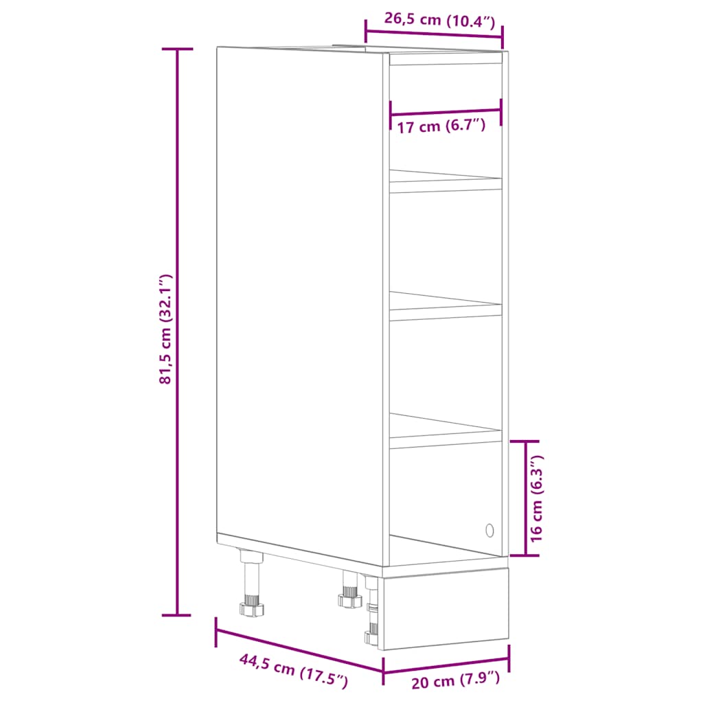 vidaXL Bottom Cabinet Riga Grey Sonoma 20x44.5x81.5 cm Engineered Wood