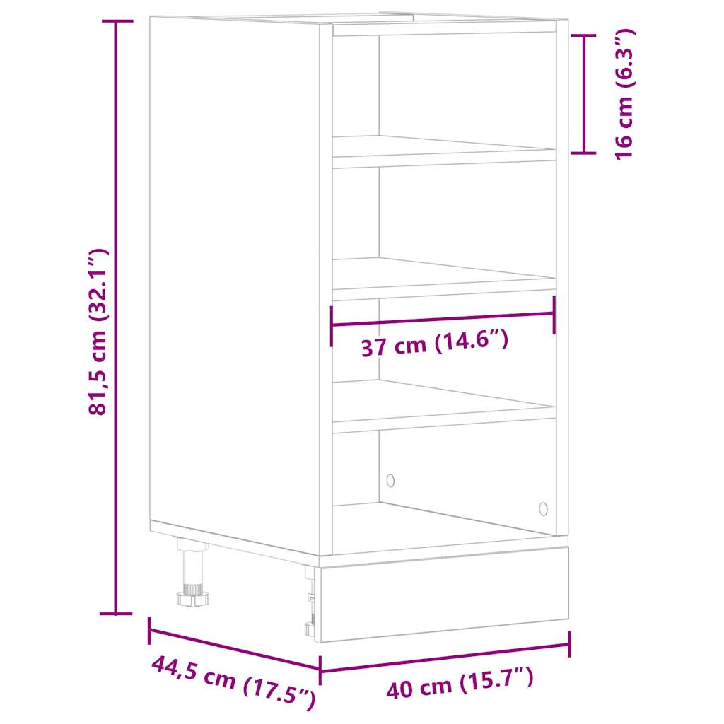 vidaXL Bottom Cabinet Riga Concrete Grey 40x44.5x81.5 cm Engineered Wood