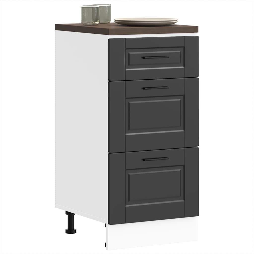 vidaXL Kitchen Base Cabinet "Porto" Black Engineered Wood