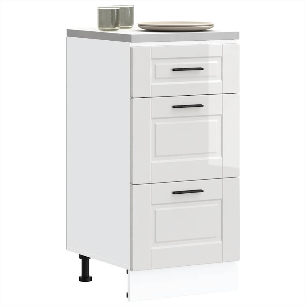 vidaXL Kitchen Base Cabinet "Porto" High Gloss White Engineered Wood