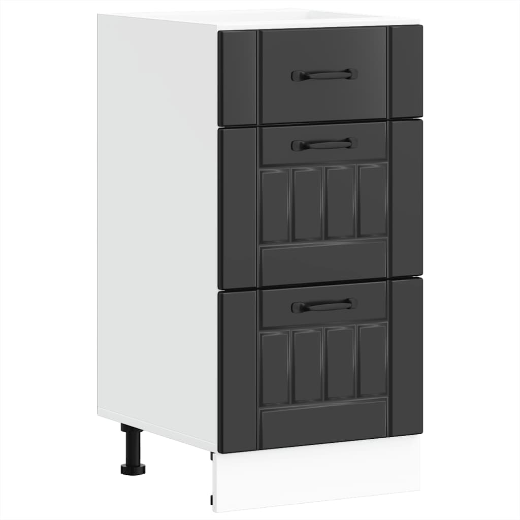 vidaXL Kitchen Base Cabinet "Lucca" Black Engineered Wood