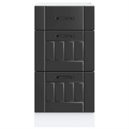 vidaXL Kitchen Base Cabinet "Lucca" Black Engineered Wood