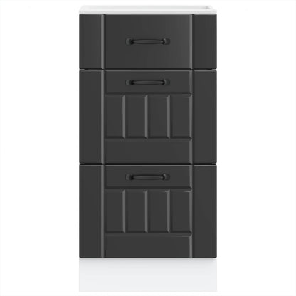 vidaXL Kitchen Base Cabinet "Lucca" Black Engineered Wood