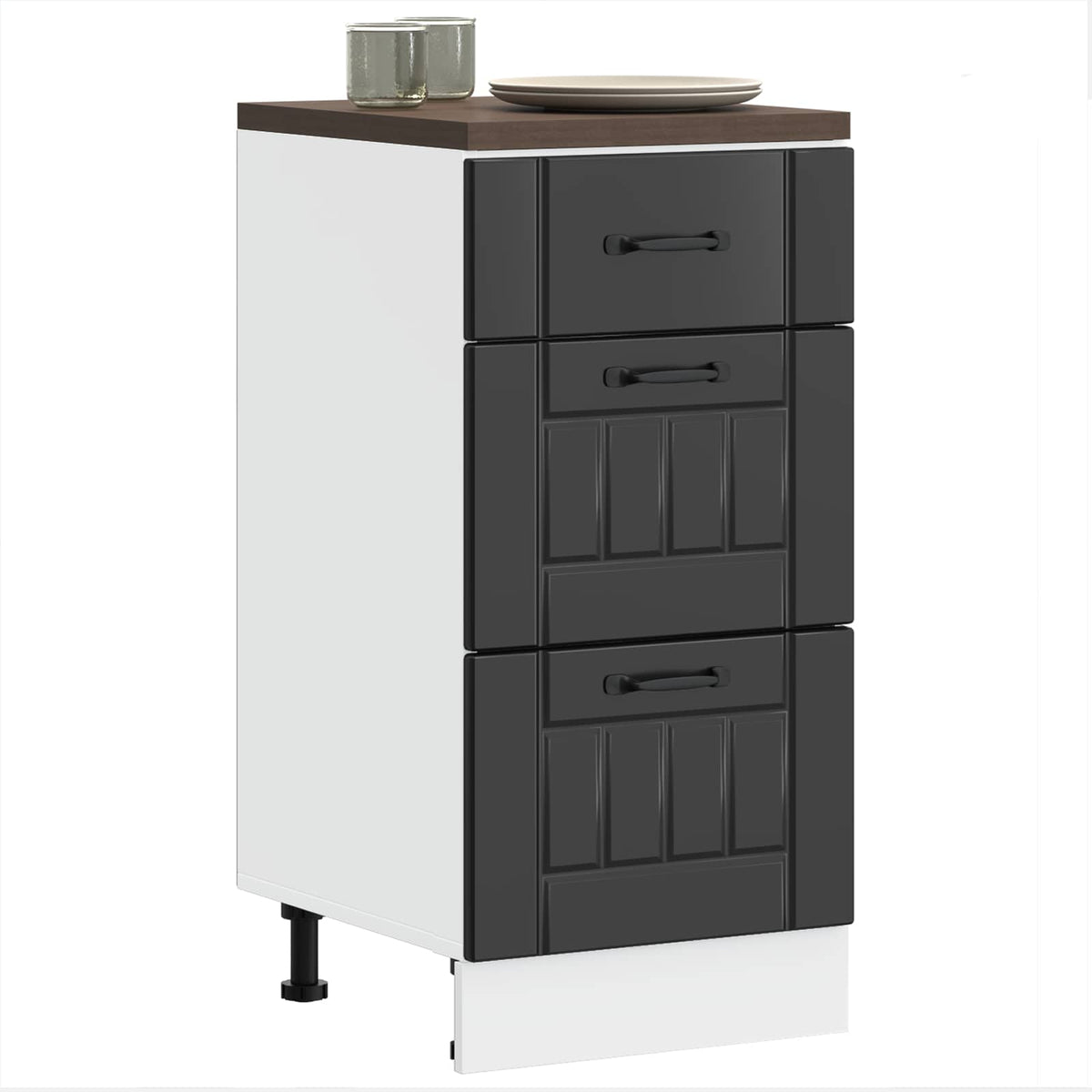 vidaXL Kitchen Base Cabinet "Lucca" Black Engineered Wood