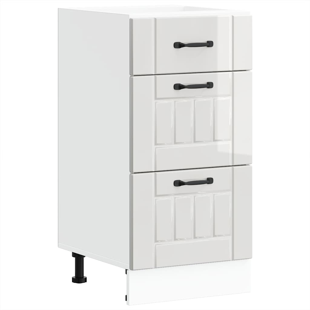 vidaXL Kitchen Base Cabinet "Lucca" High Gloss White Engineered Wood