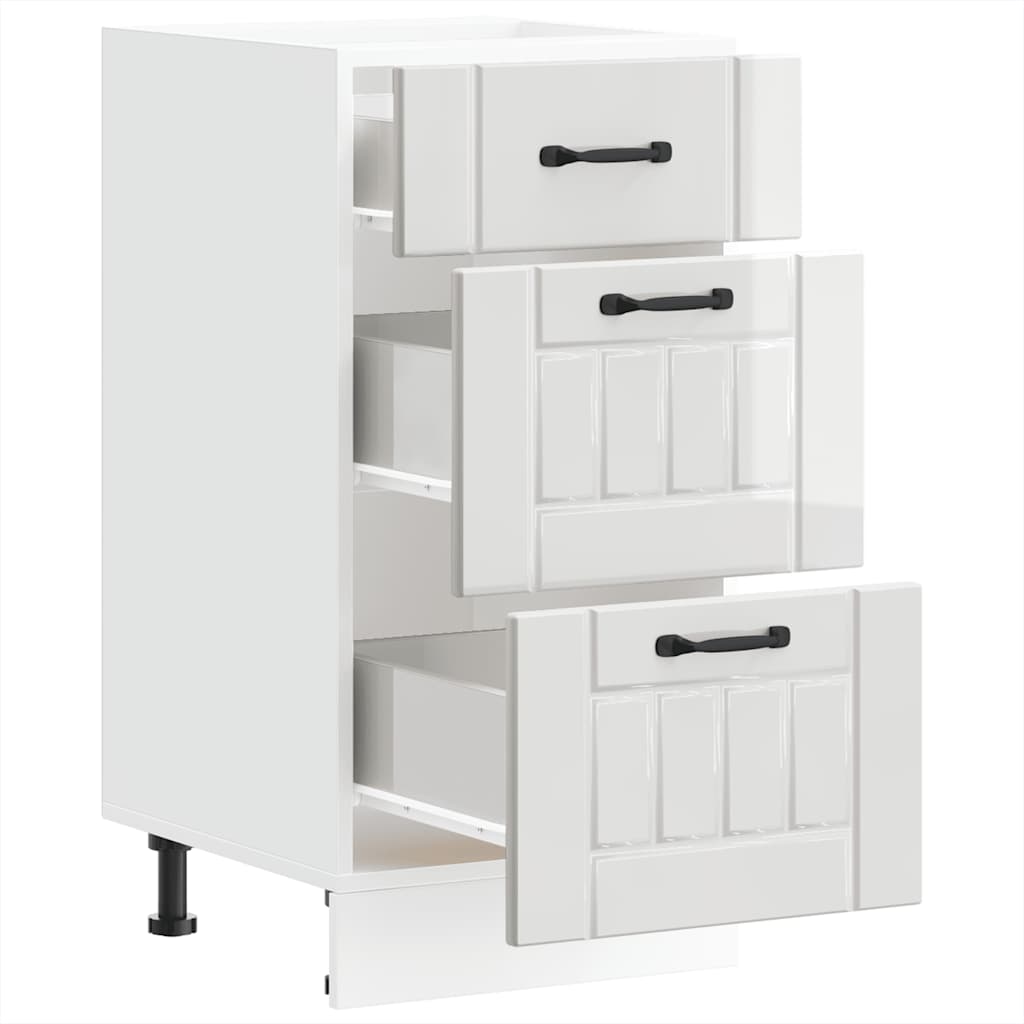vidaXL Kitchen Base Cabinet "Lucca" High Gloss White Engineered Wood
