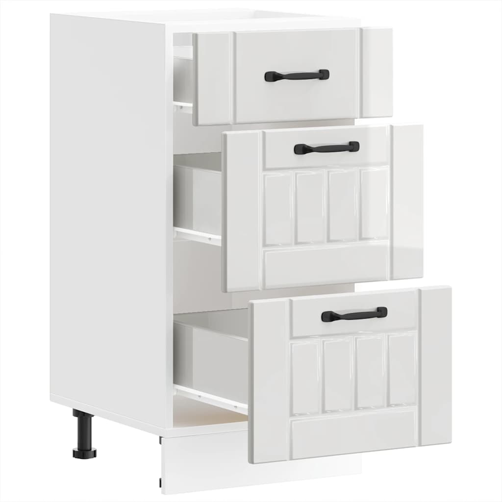 vidaXL Kitchen Base Cabinet "Lucca" High Gloss White Engineered Wood