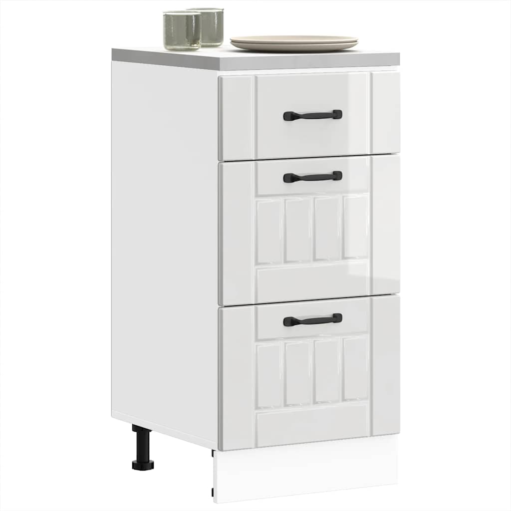 vidaXL Kitchen Base Cabinet "Lucca" High Gloss White Engineered Wood