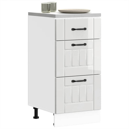 vidaXL Kitchen Base Cabinet "Lucca" High Gloss White Engineered Wood