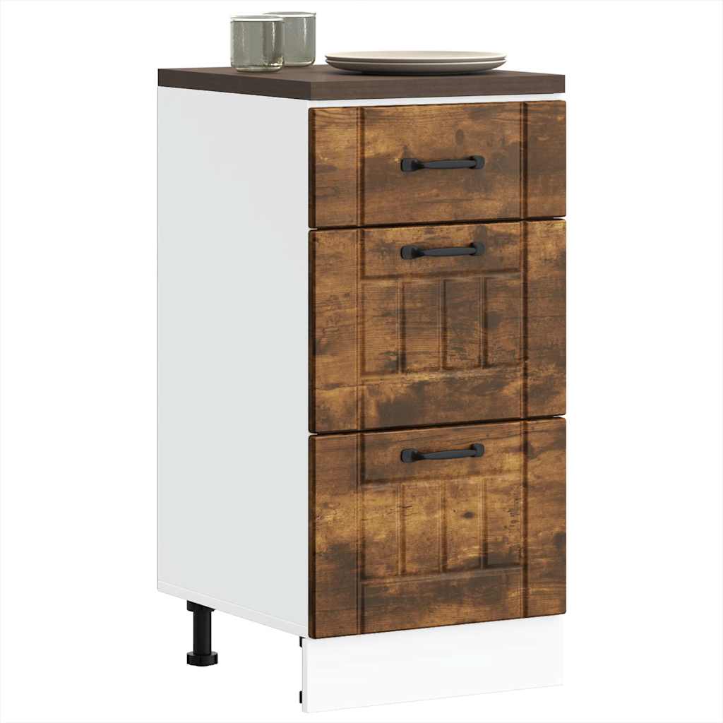 vidaXL Kitchen Base Cabinet "Lucca" Smoked Oak Engineered Wood