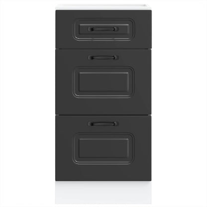 vidaXL Kitchen Base Cabinet "Kalmar" Black Engineered Wood