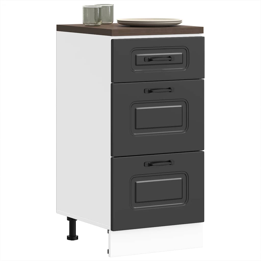 vidaXL Kitchen Base Cabinet "Kalmar" Black Engineered Wood