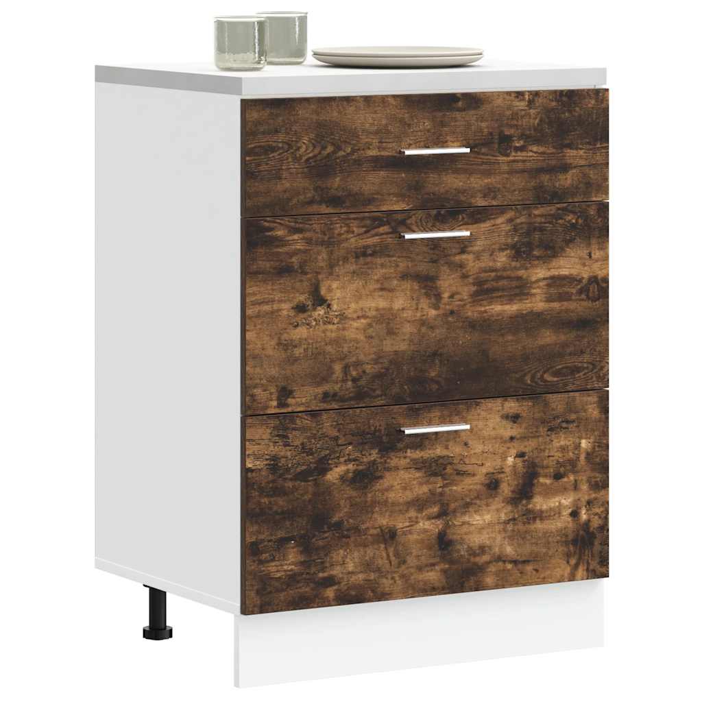 vidaXL Kitchen Base Cabinet Lyon Smoked Oak Engineered Wood