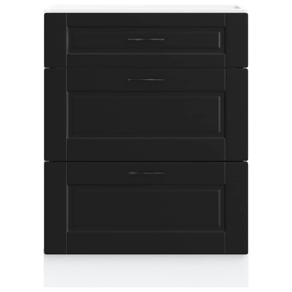 vidaXL Kitchen Base Cabinet "Porto" Black Engineered Wood