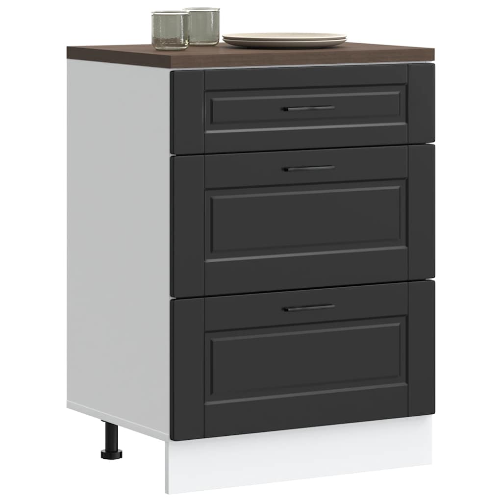 vidaXL Kitchen Base Cabinet "Porto" Black Engineered Wood