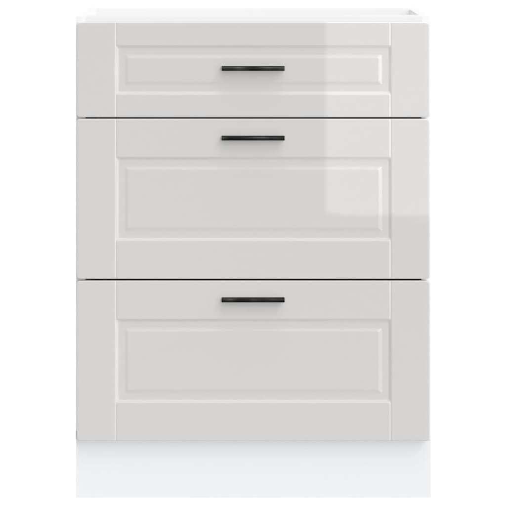 vidaXL Kitchen Base Cabinet "Porto" High Gloss White Engineered Wood