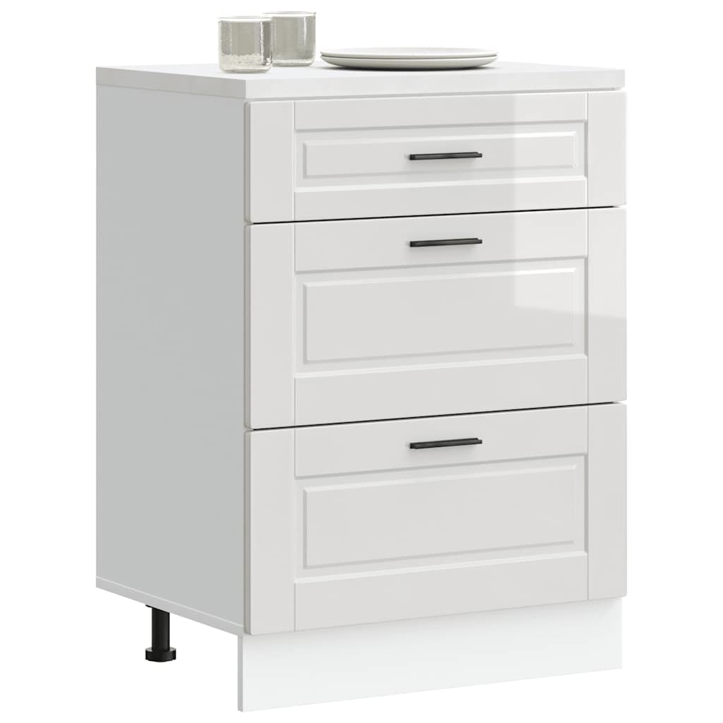 vidaXL Kitchen Base Cabinet "Porto" High Gloss White Engineered Wood
