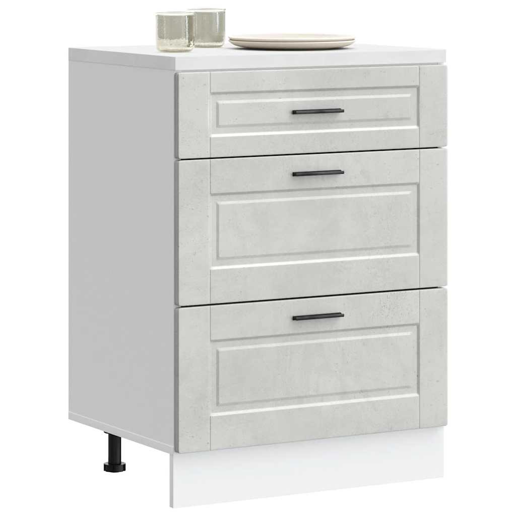 vidaXL Kitchen Base Cabinet "Porto" Concrete Grey Engineered Wood