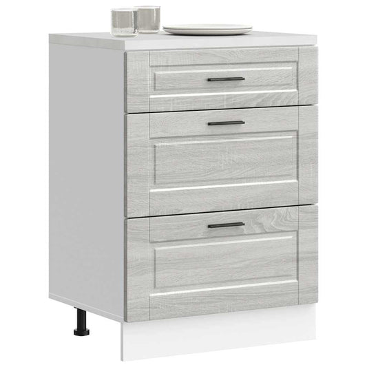 vidaXL Kitchen Base Cabinet "Porto" Grey Sonoma Engineered Wood