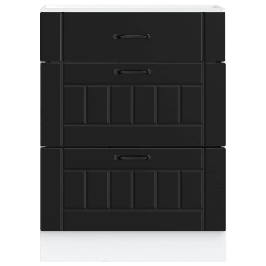 vidaXL Kitchen Base Cabinet "Lucca" Black Engineered Wood
