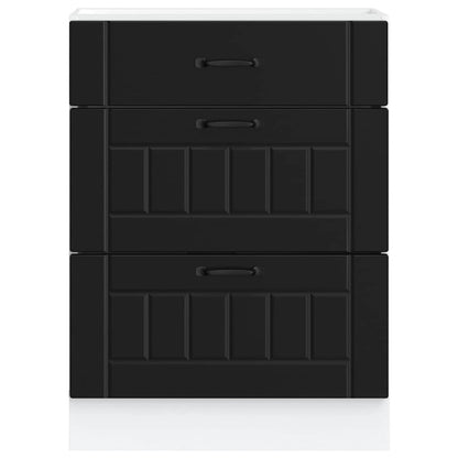 vidaXL Kitchen Base Cabinet "Lucca" Black Engineered Wood