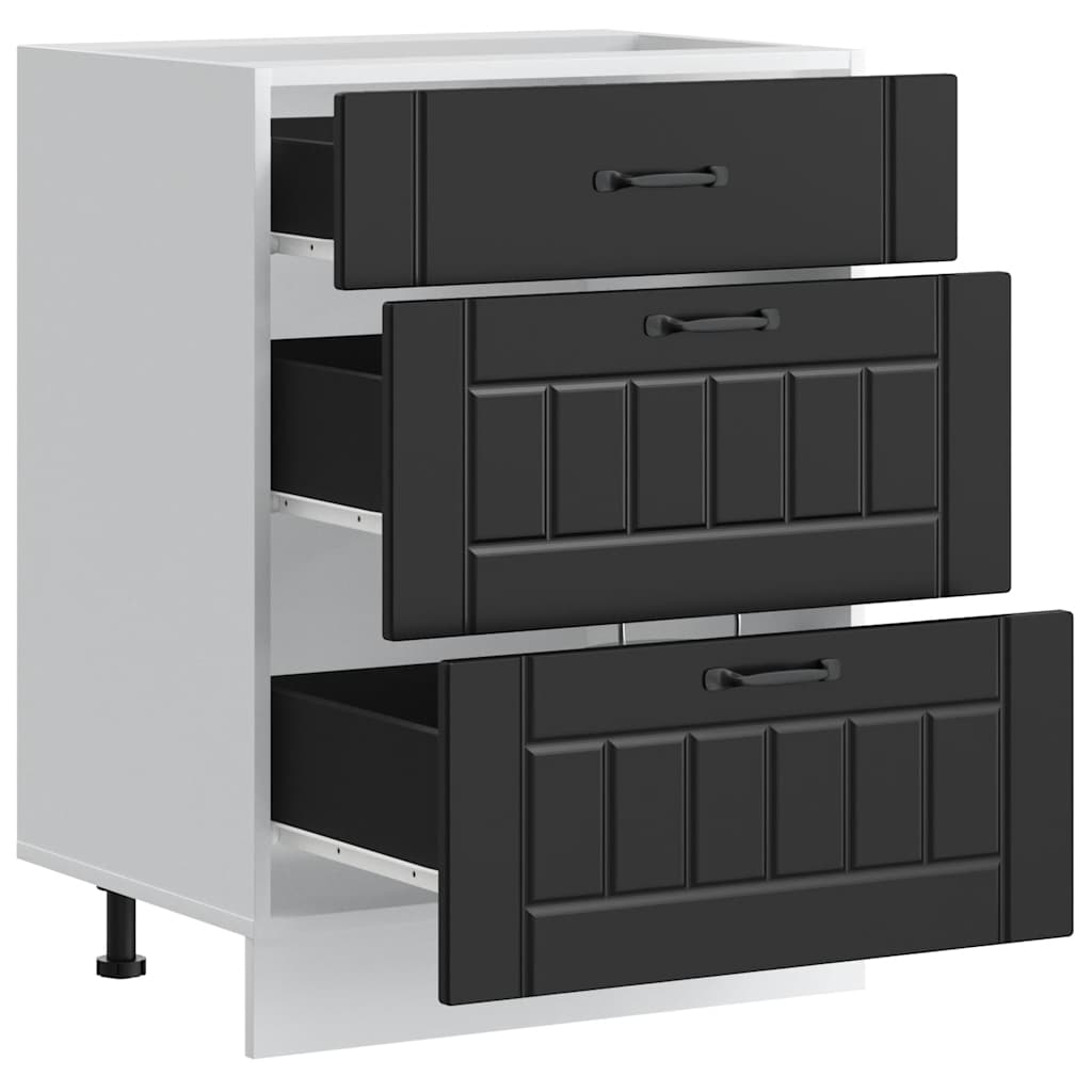vidaXL Kitchen Base Cabinet "Lucca" Black Engineered Wood