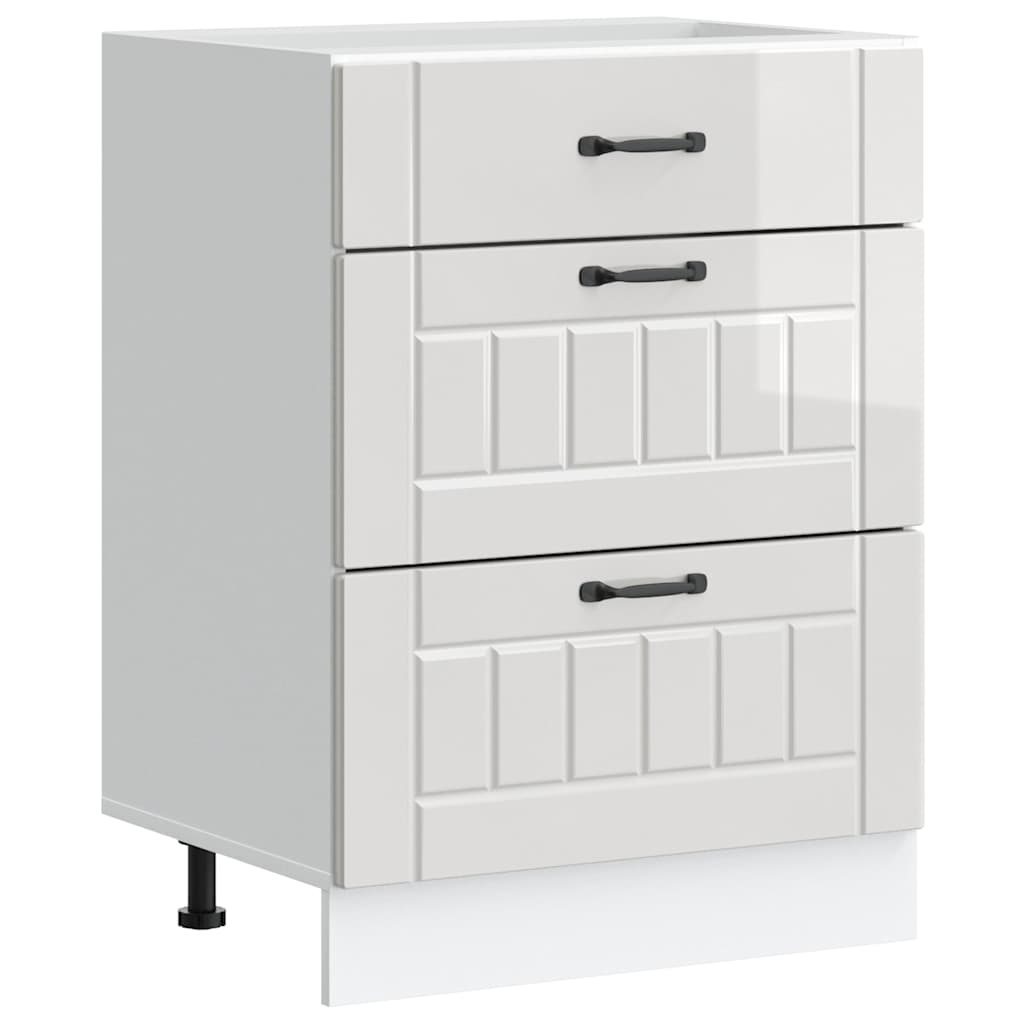 vidaXL Kitchen Base Cabinet "Lucca" High Gloss White Engineered Wood