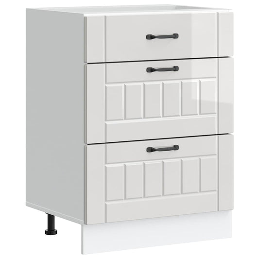 vidaXL Kitchen Base Cabinet "Lucca" High Gloss White Engineered Wood