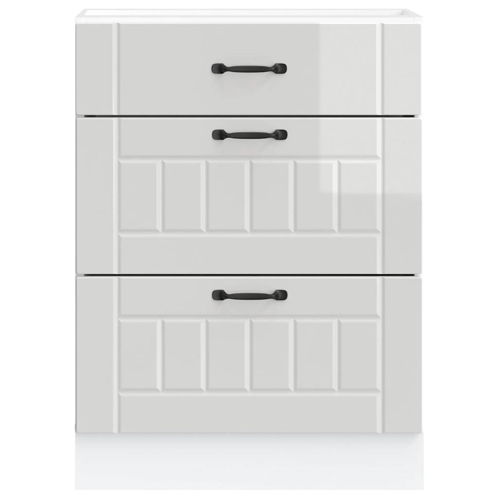 vidaXL Kitchen Base Cabinet "Lucca" High Gloss White Engineered Wood