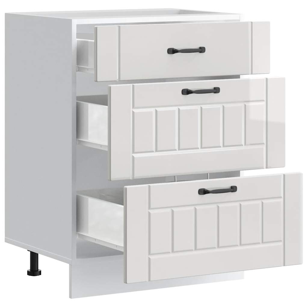 vidaXL Kitchen Base Cabinet "Lucca" High Gloss White Engineered Wood
