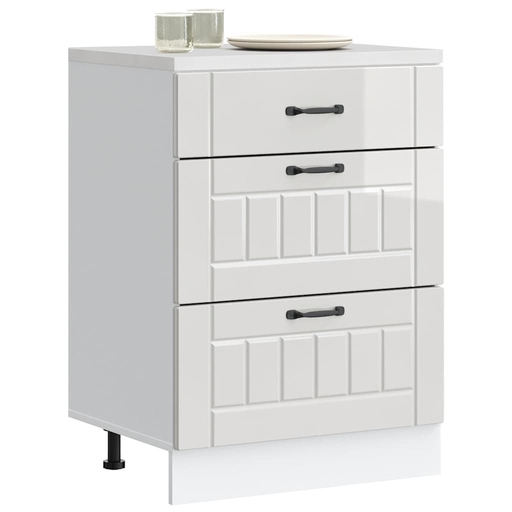 vidaXL Kitchen Base Cabinet "Lucca" High Gloss White Engineered Wood