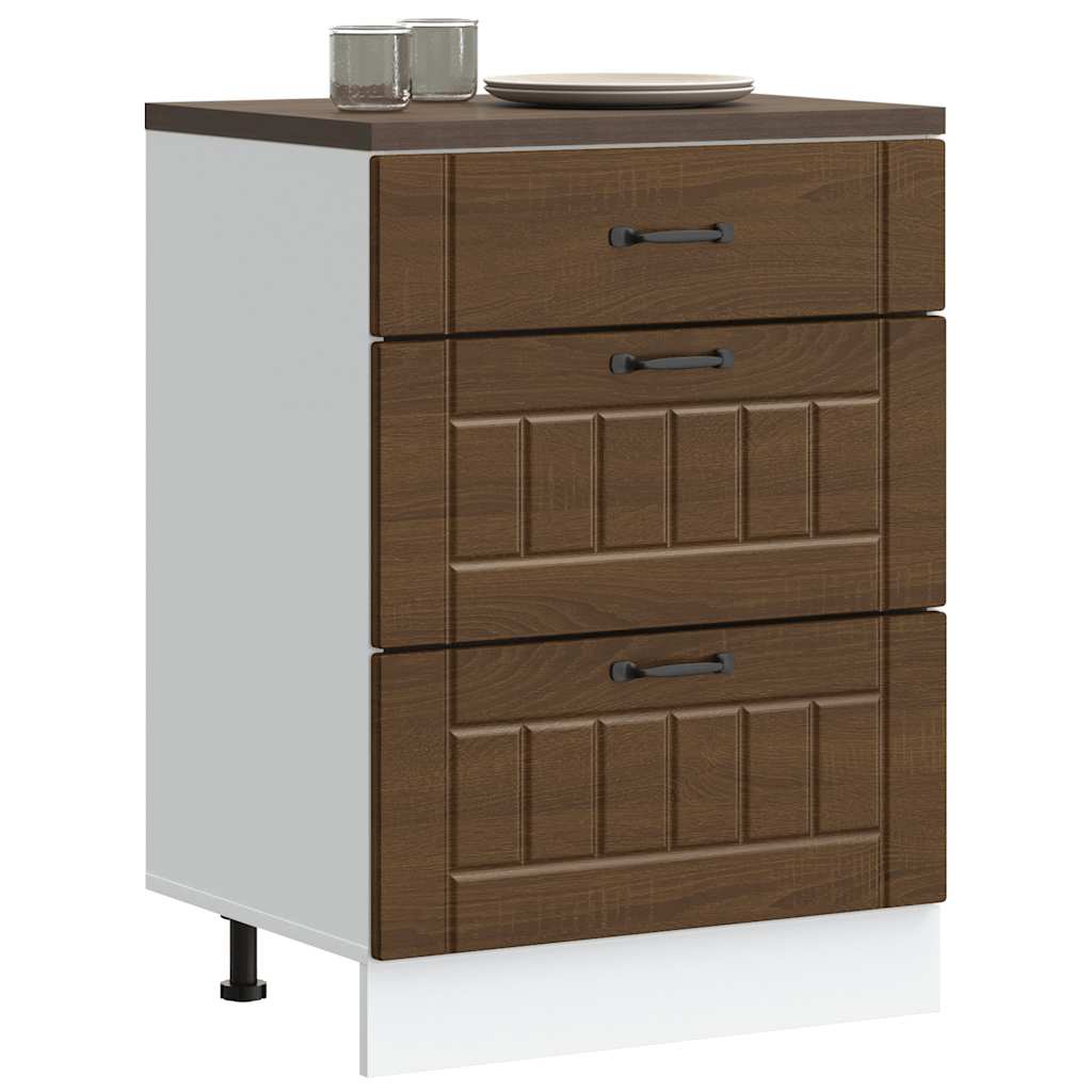 vidaXL Kitchen Base Cabinet "Lucca" Brown Oak Engineered Wood