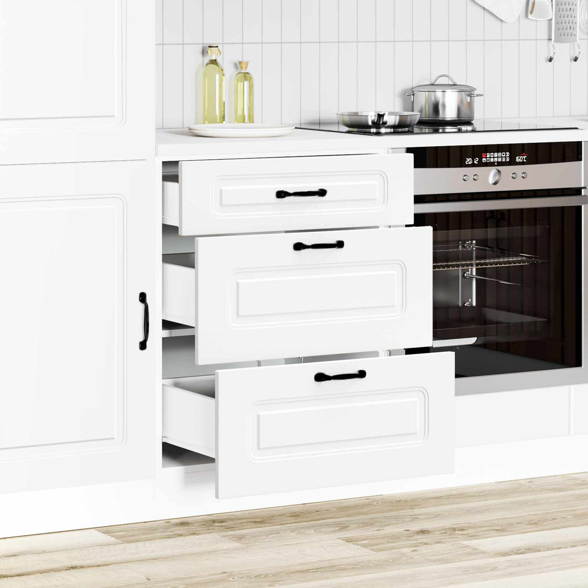 vidaXL Kitchen Base Cabinet "Kalmar" White Engineered Wood