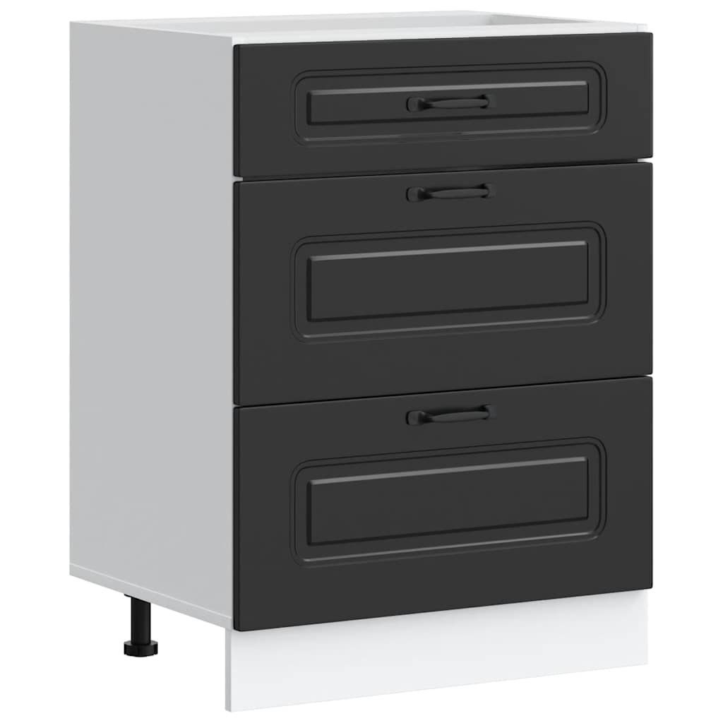 vidaXL Kitchen Base Cabinet "Kalmar" Black Engineered Wood