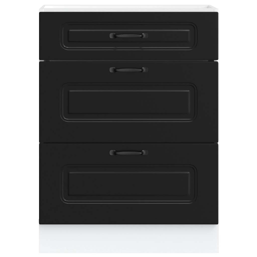 vidaXL Kitchen Base Cabinet "Kalmar" Black Engineered Wood