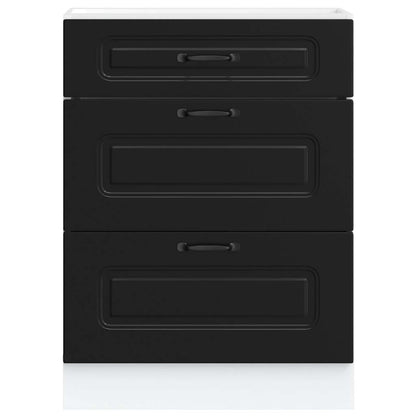 vidaXL Kitchen Base Cabinet "Kalmar" Black Engineered Wood
