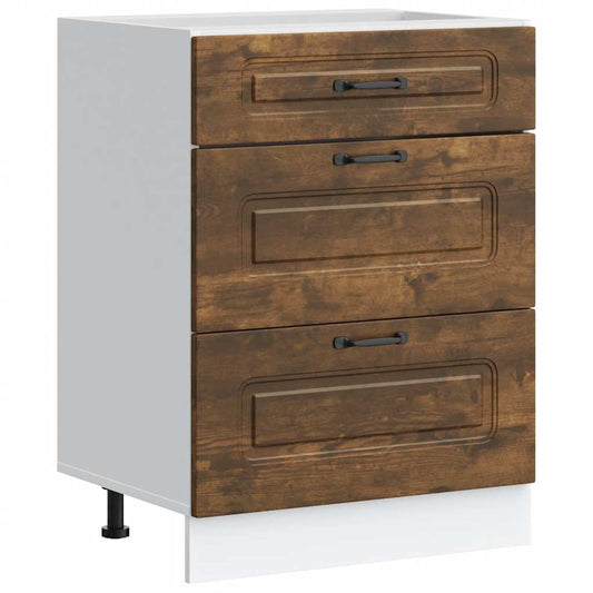 vidaXL Kitchen Base Cabinet "Kalmar" Smoked Oak Engineered Wood