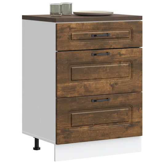 vidaXL Kitchen Base Cabinet "Kalmar" Smoked Oak Engineered Wood
