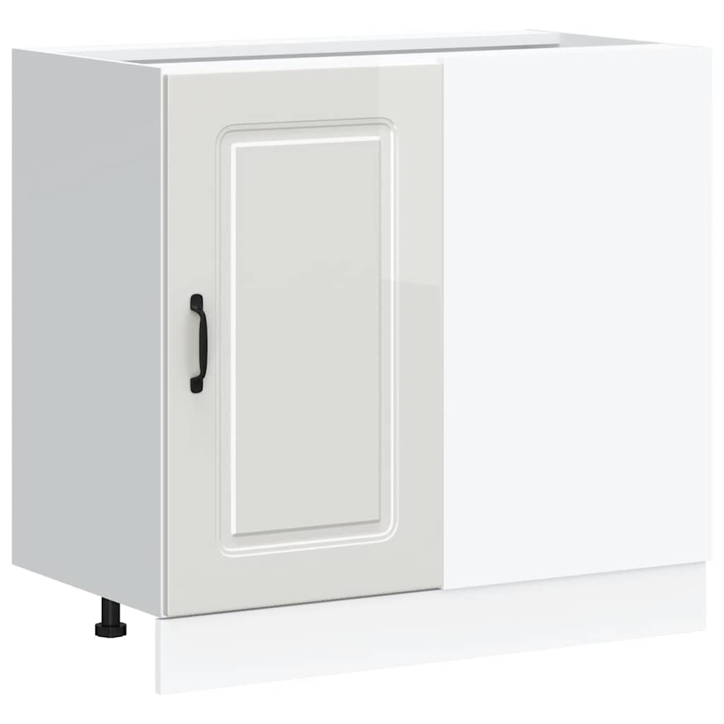 vidaXL Kitchen Base Cabinet "Kalmar" High Gloss White Engineered Wood
